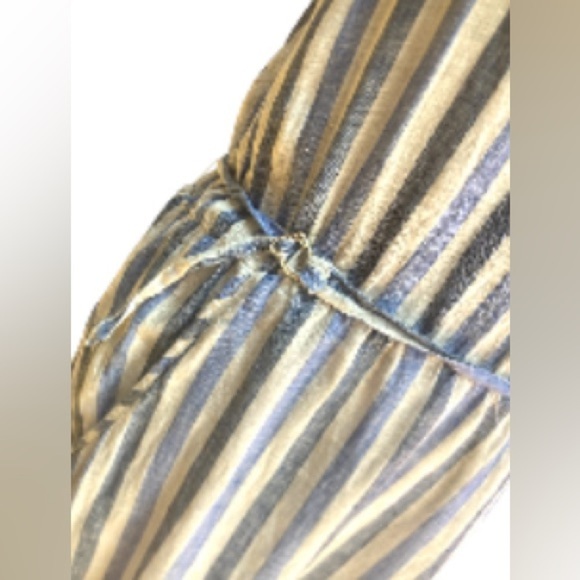 Woolrich Linen Maxi Summer Dress Belt Size Small Blue White Striped - Picture 4 of 9